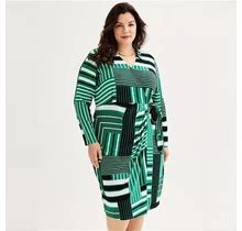 Plus Size Nine West Side Tie V-Neck Midi Wrap Dress, Women's, Size: 2XL, Green