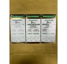 3 New Nature's Bounty Advanced D3 + Magnesium Citrate Formula - 90 Tablets Each