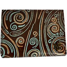 Anuschka Tooled Leather Mini-Two-Fold Rfid Wallet-Waves Turquoise-New