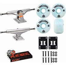 Independent Skateboard Trucks Stage 11 144 (8.25") Triclops Wheels Blue Marbles 52mm 95A, Bones Reds Bearings