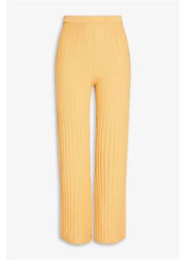 Sandro Baltimore Ribbed-Knit Flared Pants - Women - Pastel Orange Pants - FR 36