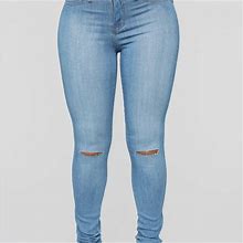 Fashion Nova Pants & Jumpsuits | Light Wash Denim Jeans | Color: Blue | Size: 10