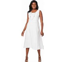 Jessica London Women's Plus Size Linen Fit & Flare Dress - 28 W, White