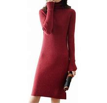 Woman Cashmere Sweaters Knitted Pullovers Dresses Female Jumper Turtleneck