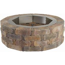 Pavestone Rumblestone 46 in. X 14 in. Round Concrete Fire Pit Kit No. 2 in Sierra Blend With Round Steel Insert