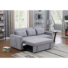 Lilola Home - Zoey Light Gray Linen Convertible Sleeper Sofa With Side Pocket - 81350LG