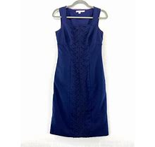 Boden Navy Blue Embroidered Dress Sz 4L Long