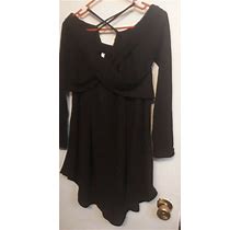 Womens Dressfo Black Long Sleeve Off Shoulder/Spaghetti Strap Dress