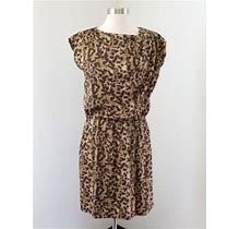 Vince Camuto Brown Tan Drapey Cheetah Animal Print Dress Size 2