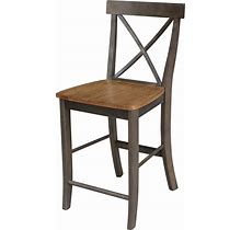International Concepts Solid Wood X-Back Stool - Hickory/Washed Coal - Counter Height