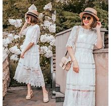 Chicwish Crochet Lace White Midi Dress - Small
