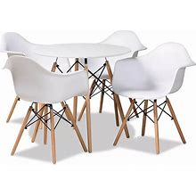 Baxton Studio Galen Dining Table & Chair 5-Piece Set, White
