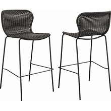 Coaster Mckinley Upholstered Bar Stools With Footrest Set Of 2 in Brown And Sandy Black