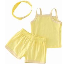 Baby Girls Boys Outfit Sleeveless Strap Vest T Shirt Tops Shorts Headband 3Pcs Outfits Clothes Set Baby Clothes