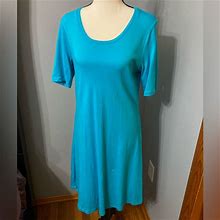 Isaac Mizrahi Dresses | Isaac Mizrahi Pima Cotton Elbow Sleeve Dress | Color: Blue | Size: S