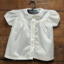 Vintage 12 Mos Baby Dress By Princess Pat, Lace Trim, Embroidered Leaf Design On Collar, Vintage Baby Girl Dress, Size 1, 12 Months