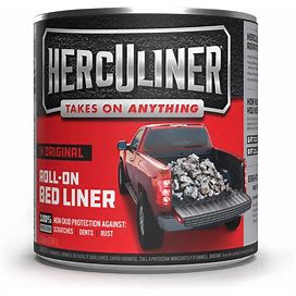 HERCULINER Roll-On Truck Bed Liner, 1 Gallon Can, Black, Textured, Suitable For All Truck Beds, 55-60 Sq Ft Coverage