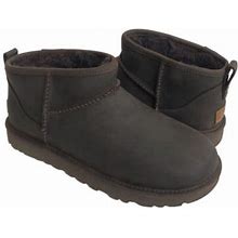 Ugg Classic Ultra Mini Leather Chocolate Water Resistant Boot Us 7 /Eu