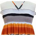 Jr's Plus Size 1X,2X,3X Tie-Dye Smocked Beaded Halter Top Dress (4