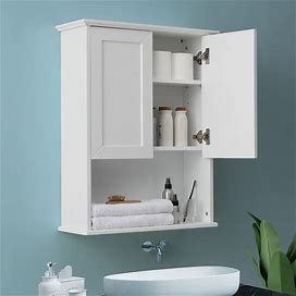 VANIRROR Bathroom Wall Cabinet Wooden Medicine Cabinet Buffering Hinge MDF Material Over Toilet Storage 23"X29" And Adjustable Shelves Cupboard