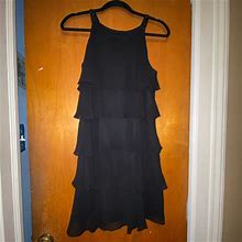 Dress Barn Dresses | Dress Barn Black Tiered Ruffle Dress Size 8Petite | Color: Black | Size: 8P