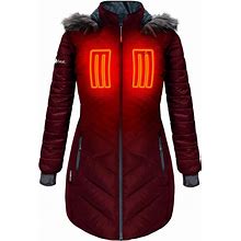 Actionheat 5V Women's Heated Long Puffer Jacket W/ Hood - M