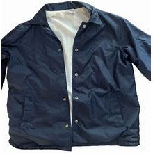 Vintage Sears The Mens Store Blue Nylon Button Up Jacket Windbreaker