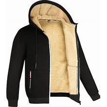 ZWRXW Hoodies For Men Full Zip Heavyweight Fleece Sherpa Lined Sweatshirt Winter Warm Jacket Casual Work Coat With Pocket