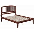 Leo & Lacey Solid Wood Queen Platform Bed With USB Charging Station In Walnut