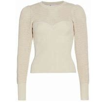 Dh New York Women's Blair Rib & Open Knit Sweater - Dune - Size Large
