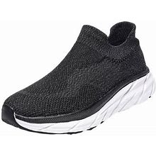 Zhaghmin Casual Slip On Mesh Sneakers For Women Stretch Cloth Tennis Shoes Non-Slip Thick Bottom Walking Shoes Work Sneaker Wide Width White Size10.5