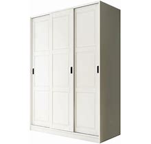 100% Solid Wood 3-Sliding Door Wardrobe/Armoire/Closet, White-Raised Panel, Armoires & Wardrobes, By Palace Imports