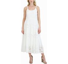 Robbie Bee Petite Lace Scoop-Neck Tiered Midi Dress - White - Size PL