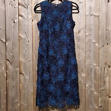 White House Black Market Dresses | New White House Black Market Illusion-Neck Lace Sheath Dress Size 4 | Color: Blue | Size: 4