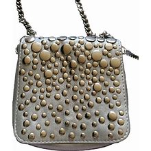 NORDSTROM Mini 6X6"" Silver Soft Leather Handbag Silver Chain UNIQUE GOOD PRICE