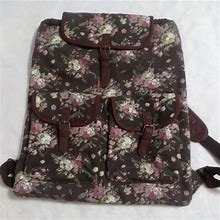 Candies Large Brown Floral Backpack Large Pockets Deep Lined Nice