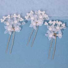 1Pc Bridal Headpiece, Imitation Faux Pearl & Flower Hair Pin For Wedding Dress, Formal Occasions Elegant,One-Size
