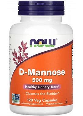 NOW Foods, D-Mannose, 500 Mg, 120 Veg Capsules, NOW-02811