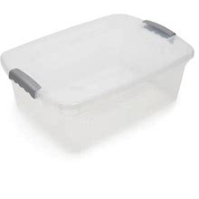 9 Pieces Home Basics 20 Liter Rectangular Plastic Storage Container With Lid, Clear - Storage & Organization