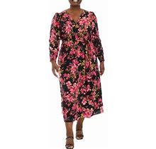 The Limited Women's Plus Size Floral Print Long Sleeve Surplice Dress
