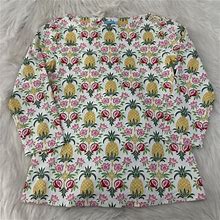 J Mclaughlin Womens Shirt Xs Tropical Pineapple Comfort Stretch Button
