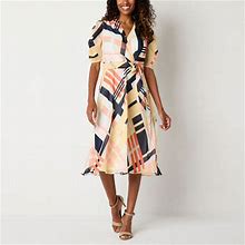 Liz Claiborne Short Sleeve Plaid Wrap Dress | Yellow | Womens 12 | Dresses Wrap Dresses | Spring Fashion | Easter Fashion