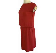 Talbots Size Medium M Red Jersey Elastic Waist Blouson Dress Kk