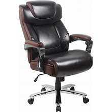 Flash Furniture GO-2223-BN-GG Hercules Swivel Big & Tall Office Chair W/ High Back - Brown Leathersoft Upholstery, Chrome