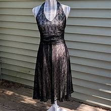 Nine West Dresses | Nine West Halter Crochet Fit & Flare Dress | Color: Black/Tan | Size: 8