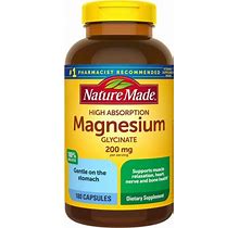 Nature Made Magnesium Glycinate 200 Mg Per Serving, Pack Of 1(180 Capsules)