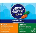 Alka-Seltzer Plus Maximum Strength Cold & Flu Medicine, Day + Night, Liquid Gels, 20 Count, Size: 20 Gels, White