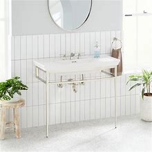 Olney Porcelain Console Sink With Metal Stand - Polished Nickel In White | Signature Hardware