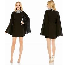 Mac Duggal Dresses | Ieena For Mac Duggal Rhinestone Collar Flowy Sleeve Mini Dress | Color: Black/Silver | Size: 14