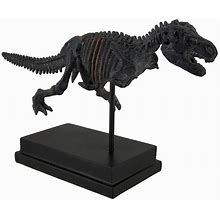 Tyrannosaurus Rex Skeleton Statue T-Rex On Museum Mount - 7.5 X 14 X 4 Inches - Black